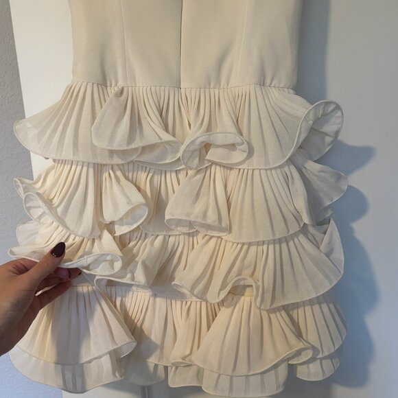 Bridal Mini Dress - Anthropologie Strapless Basque-Waist Ruffle-Hem Mini Dress - Picture 7 of 12